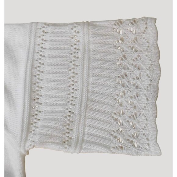 Liz Claiborne Sweater Womens XL White Open-Front Cardigan Lace Trim - Picture 5 of 10